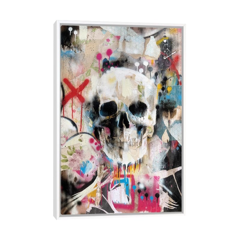 iCanvas "Skull" by Famous When Dead Framed Canvas Print - White - 40x26