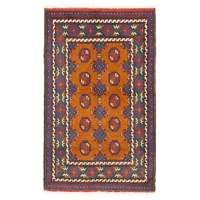 ECARPETGALLERY Hand-knotted Afghan Brown Wool Rug - 2'9 x 4'7