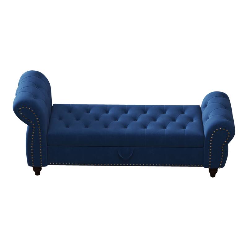Tufted Upholstery Storage Bench with Nailheads