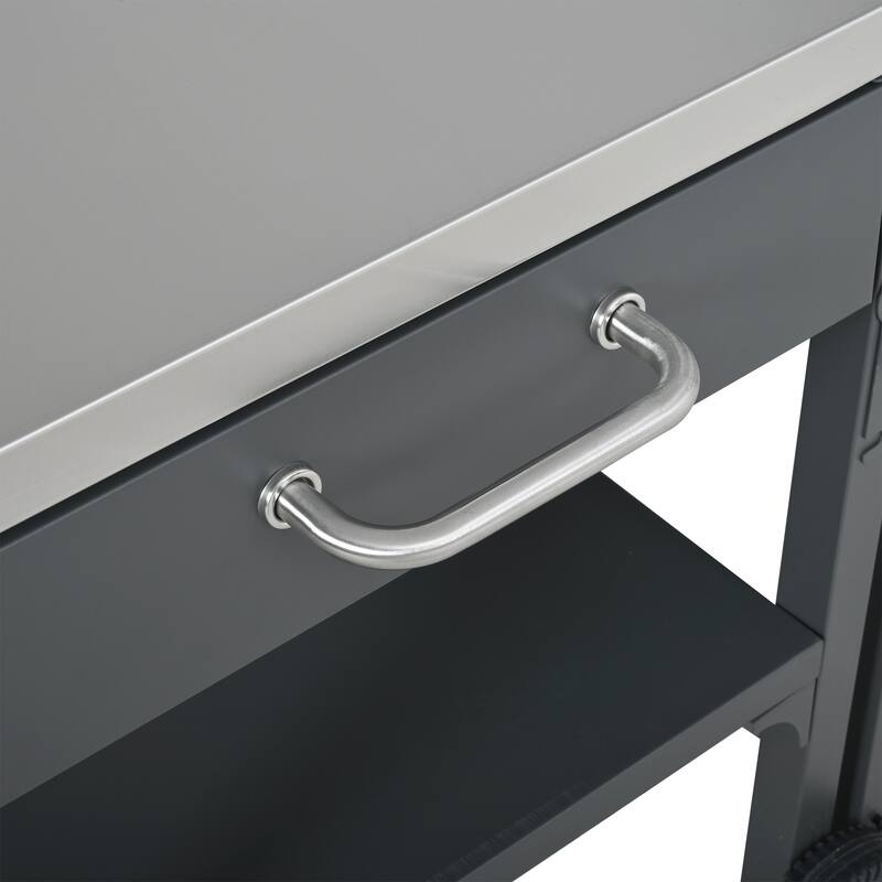 Portable Foldable Outdoor Kitchen Prep Station, BBQ Grill Cart with Expandable Top and Storage for Patio