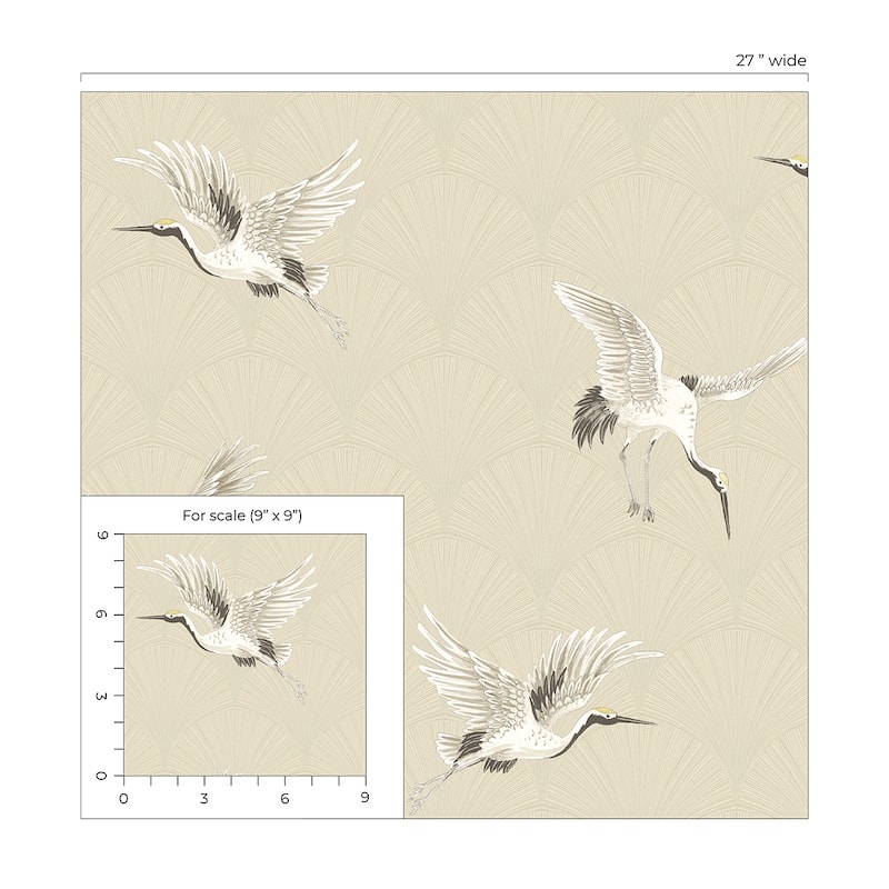 NextWall Cranes Peel and Stick Wallpaper