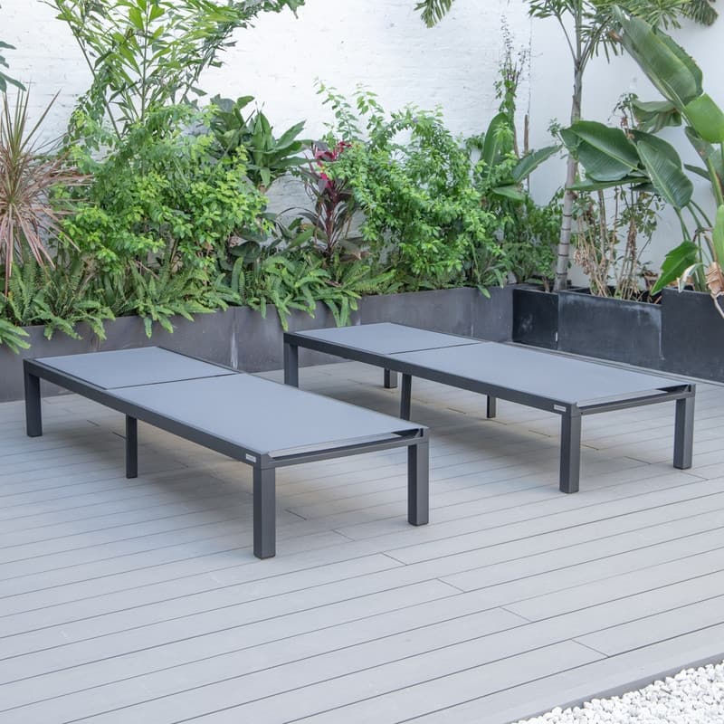 Marlin (Set of 2) Modern All-Weather Patio Chaise Lounge Chair with Powder-Coated Aluminum and 4-Position Adjustable Recliner