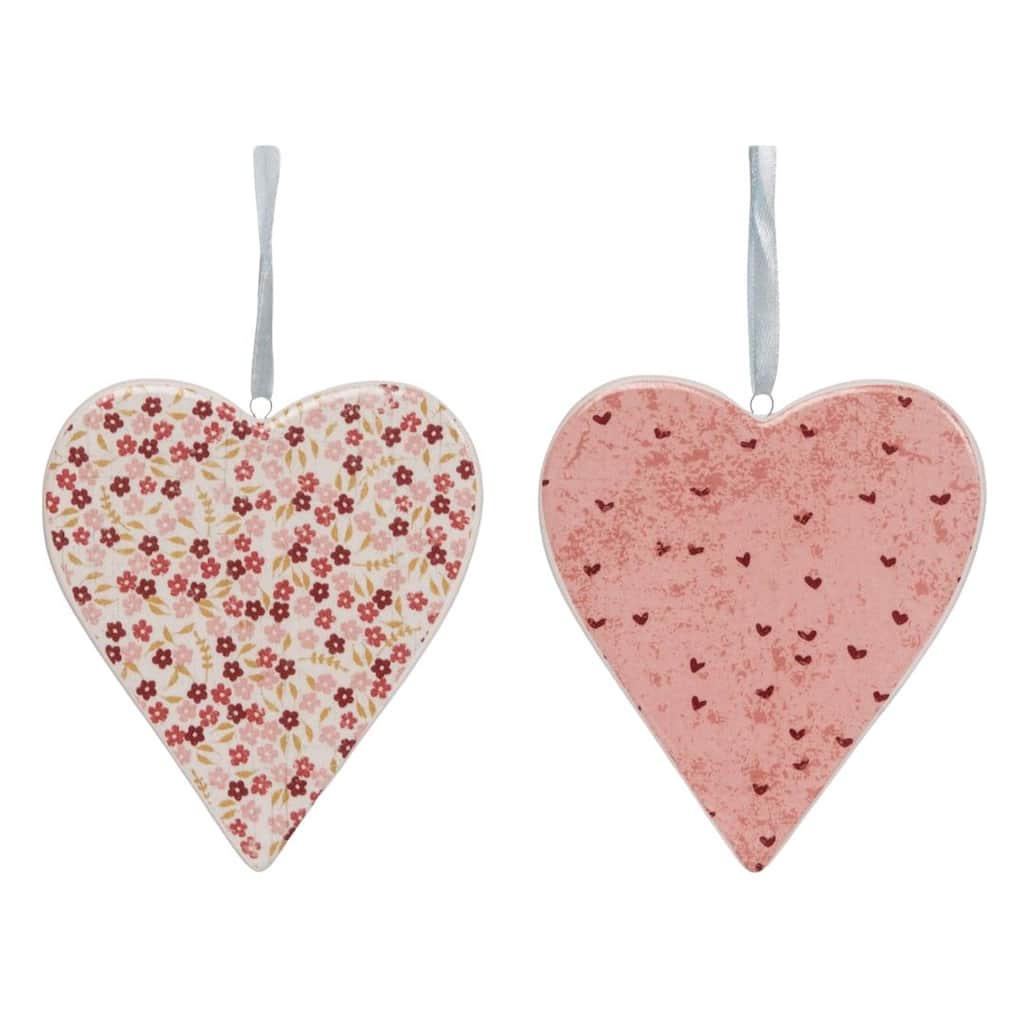 Transpac Ceramic Printed Hearts Set of 2 Home Decorations Valentines
