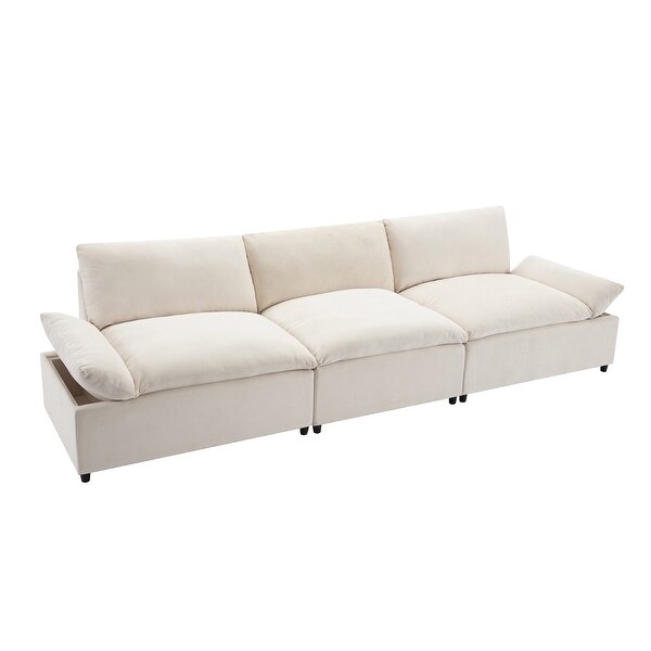 Trapezoid Settee Deep Seat Sofa with 2 Hidden Storage Compartment