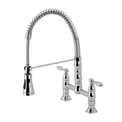 Kingston Brass Heritage 1.8 GPM Widespread Bridge Pull Down Kitchen