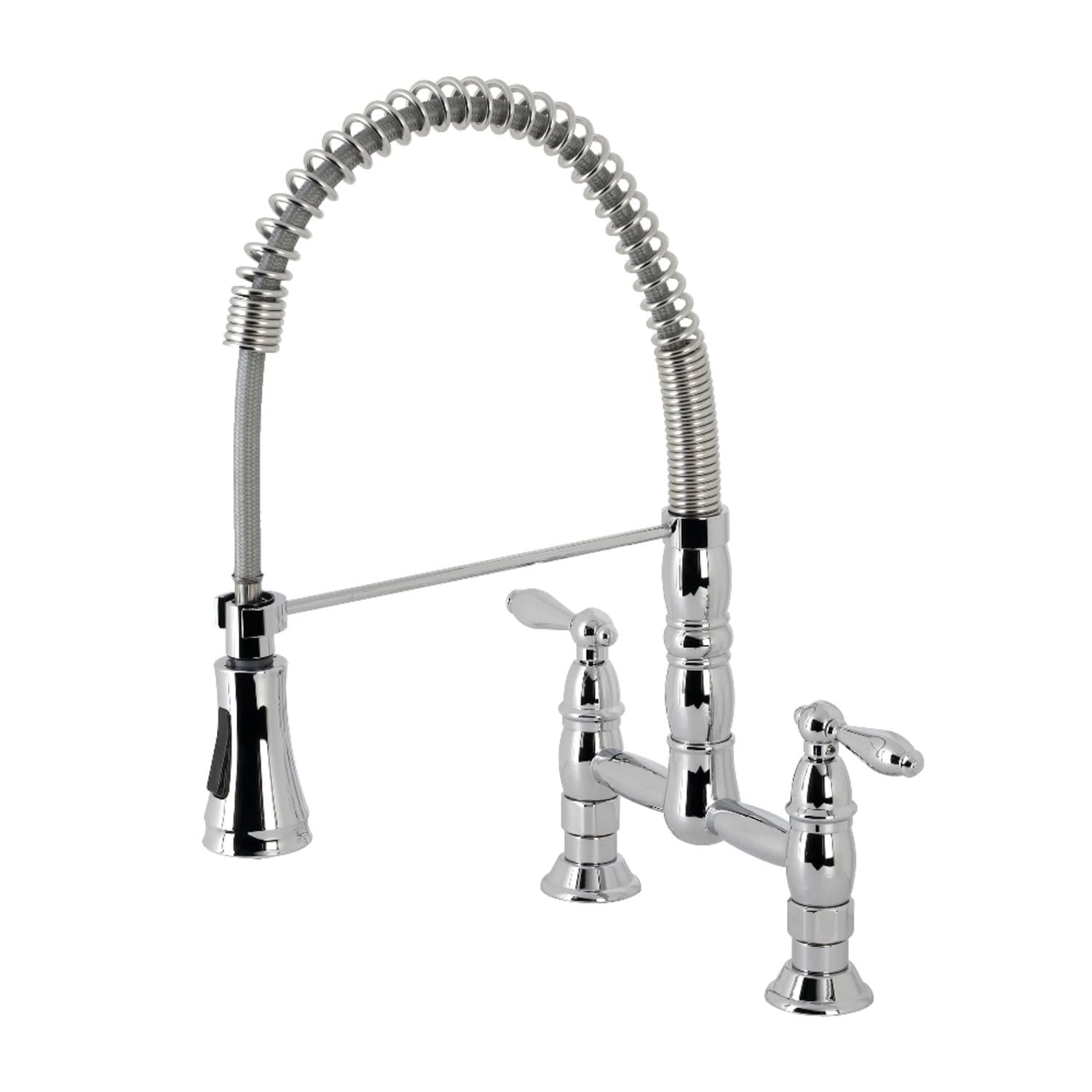 Kingston Brass Heritage 1.8 GPM Widespread Bridge Pull Down Kitchen