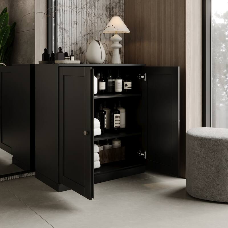 Palace Imports 100% Solid Wood 32" Bathroom Storage Cabinet with Shaker Doors and Adjustable Shelves