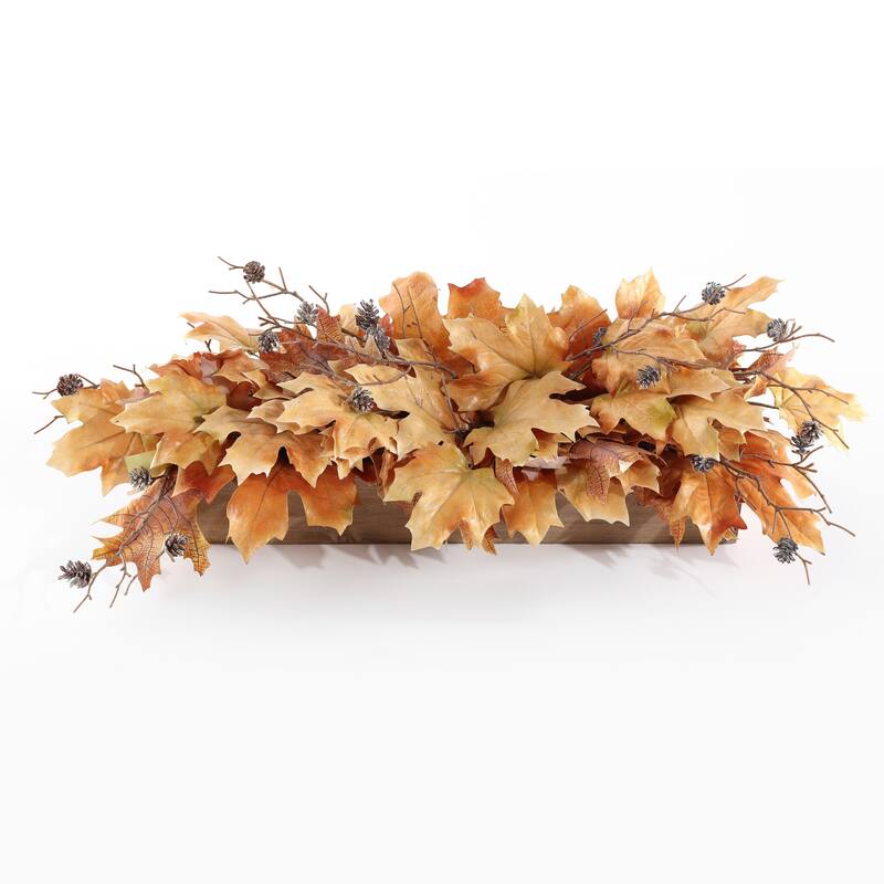 SAFAVIEH Faux 30 Inch Maple Leaf Potted Arrangement - 30" W x 12" D x 10" H