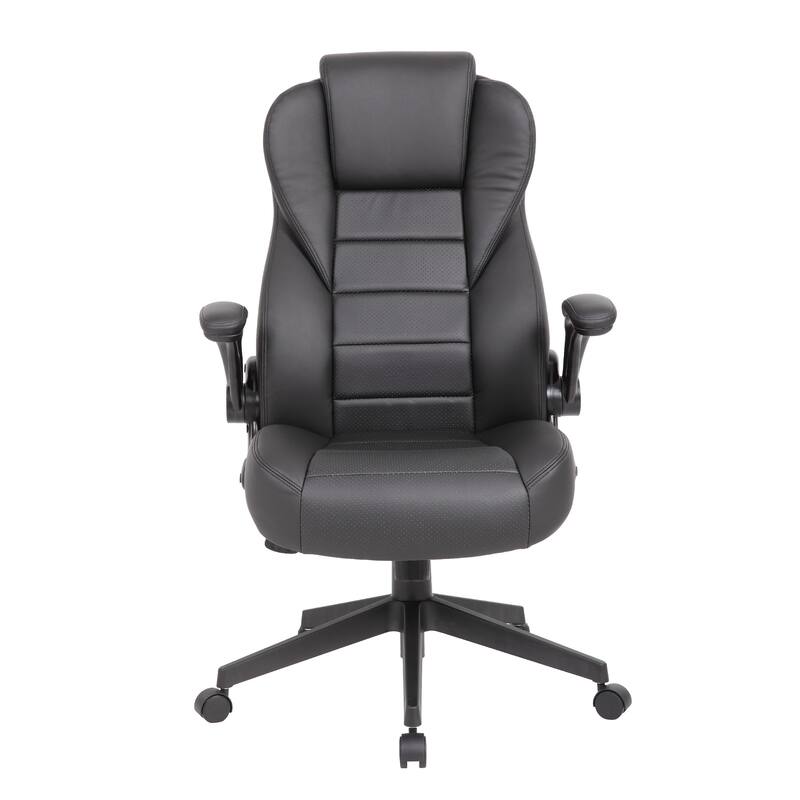 Yang Executive High-Back Armchair with Caster Wheels, Black Vinyl