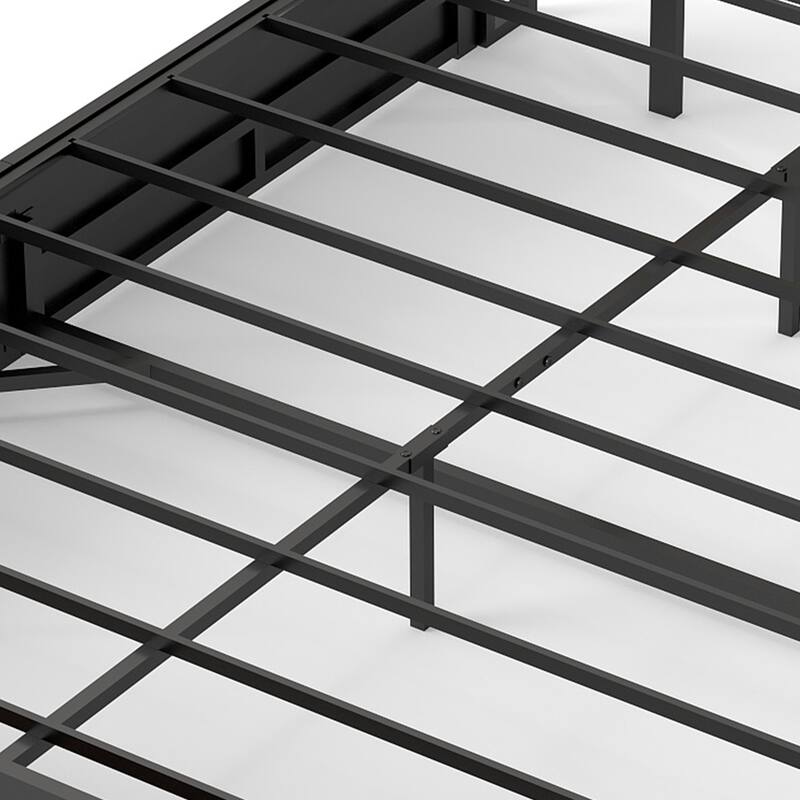 Lift Up Storage Bed Frame/Metal Platform Bed Frame with Charging Station&LED Lights/Noise-Free/No Box Spring Needed/Rustic Brown