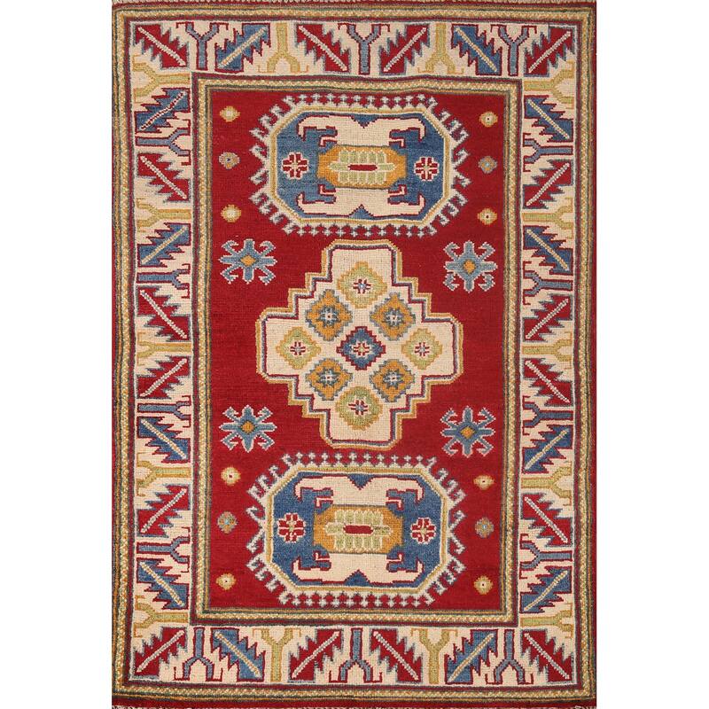Red Kazak Accent Rug Handmade Wool Carpet - 2'9" x 4'2"
