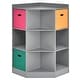 preview thumbnail 6 of 5, 9 Cubby Kids Bookcase Children Corner Cabinet with Drawers Grey