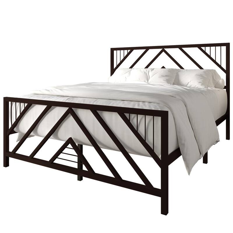 CraftPorch Classic Geometric Slat Metal Platform Bed