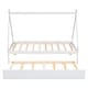 preview thumbnail 9 of 7, Twin Size Montessori Bed with Trundle, Wood Tent Floor Bed Frame, Twin Kids Bed with Slat Support for Boys,Girls, Easy Assembly