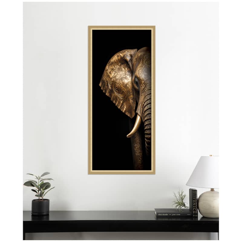 Kate and Laurel Framed Art Midnight Mandala Zen Peaceful Elephant by The Creative Bunch Studio