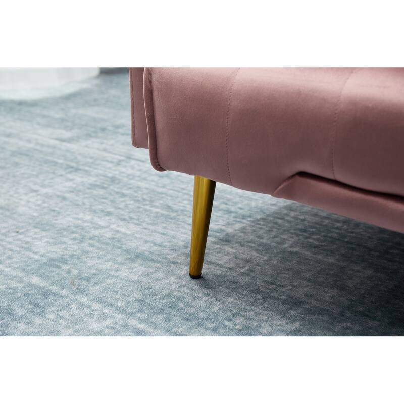 Rose Sofa Bed with Golden Metal Legs, Solid Wood+MDF, 75x32x29 inches