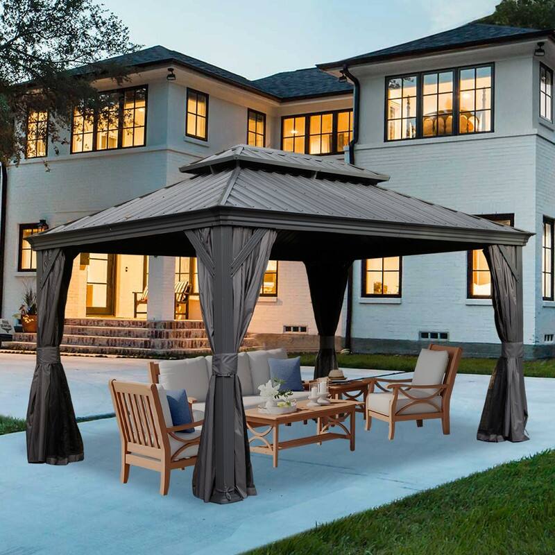 Domi Hardtop Gazebo with Galvanized Steel Double Roof and Aluminum Frame