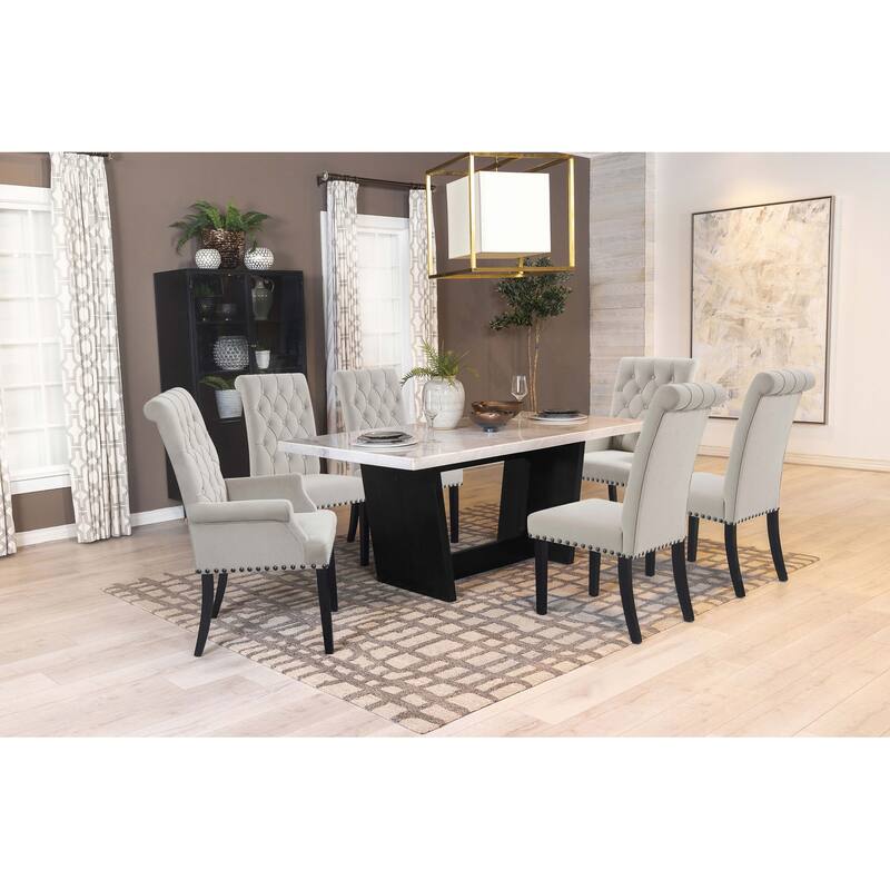 Maroney Rustic Espresso Marble Top Dining Table