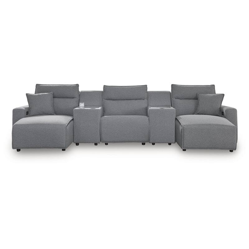 Signature Design by Ashley Modmax Gray 5-Piece Power Reclining Sectional with Chaise - 152" W x 63" D x 41" H