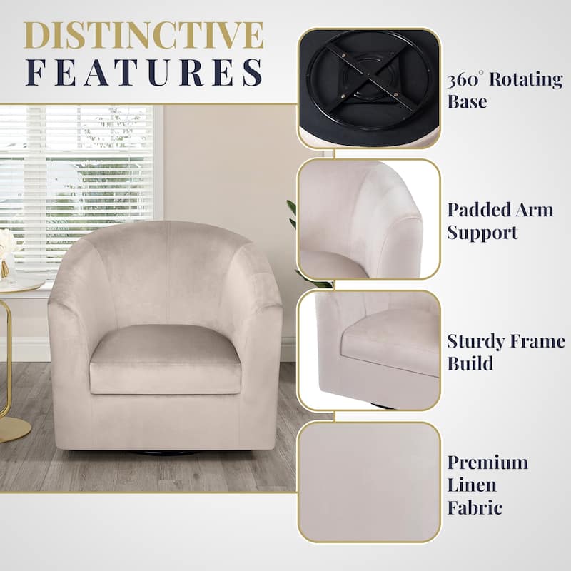 Swivel Barrel Chairs with Armrests – Accent Chairs for Living Room, Comfortable Bucket Chairs for Home