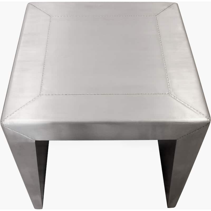 HomeRoots 24" Silver Aluminum and Solid Wood Square Sled End Table - 24 in. x 24 in. x 24 in.