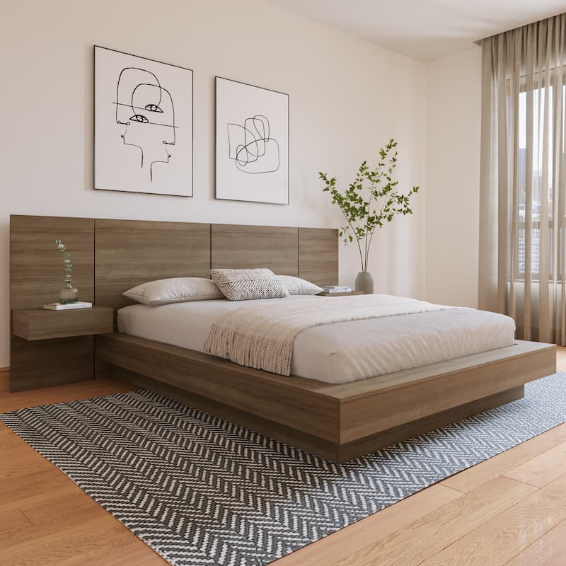 Napa 4-Piece Platform Bedroom Set With Floating Nightstand