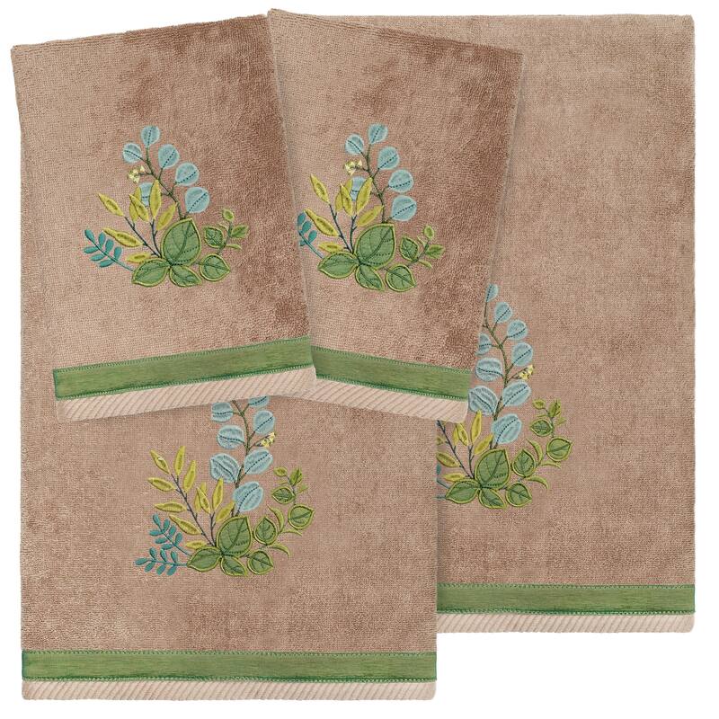 Authentic Hotel and Spa Turkish Cotton Botanica 4 PC Towel Set - Cocoa