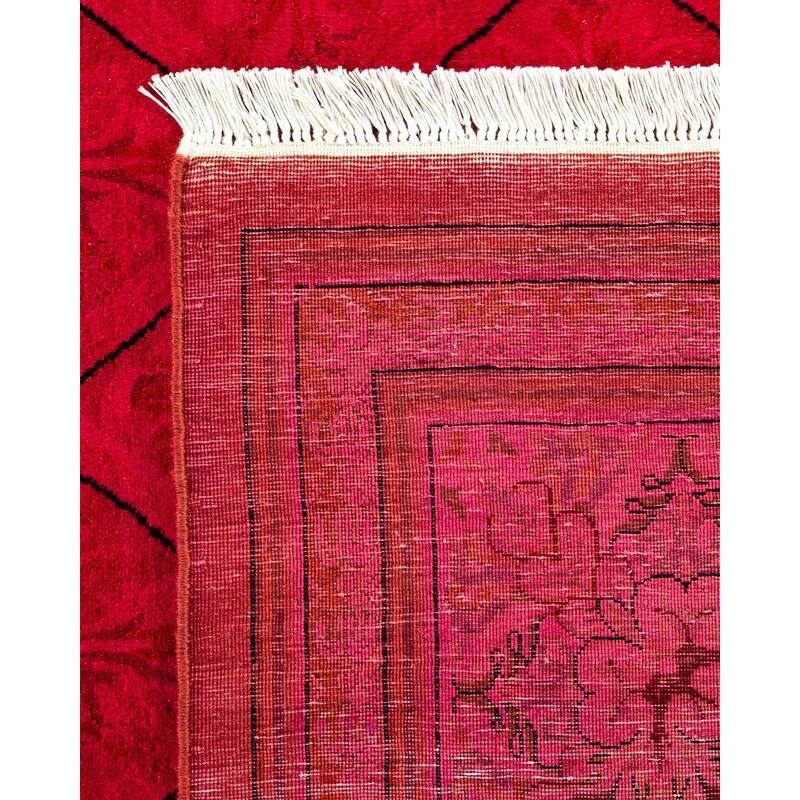 Overton Hand Knotted Wool Vintage Inspired Modern Contemporary Overdyed Pink Area Rug - 8' 2" x 9' 10"