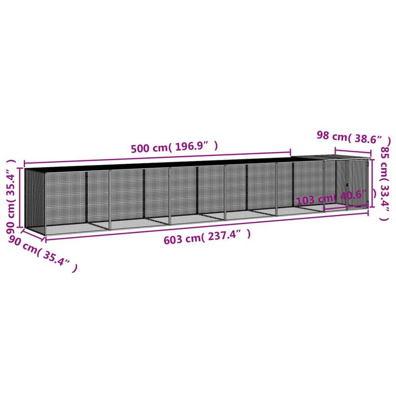 vidaXL Chicken Cage with Roof Light Gray/Anthracite multisize Galvanized Steel