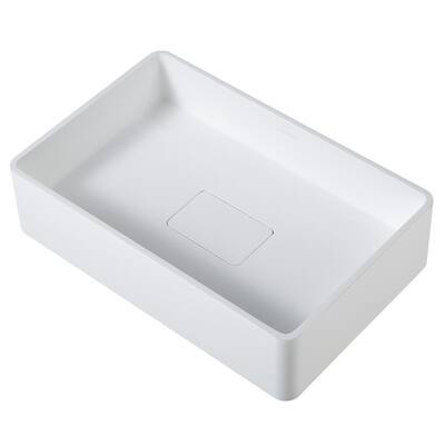 Ancona Holbrook Pure Stone Rectangular Bathroom Vessel Sink in White