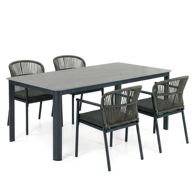 Bina Grey Outdoor Dining 4 Seats Set