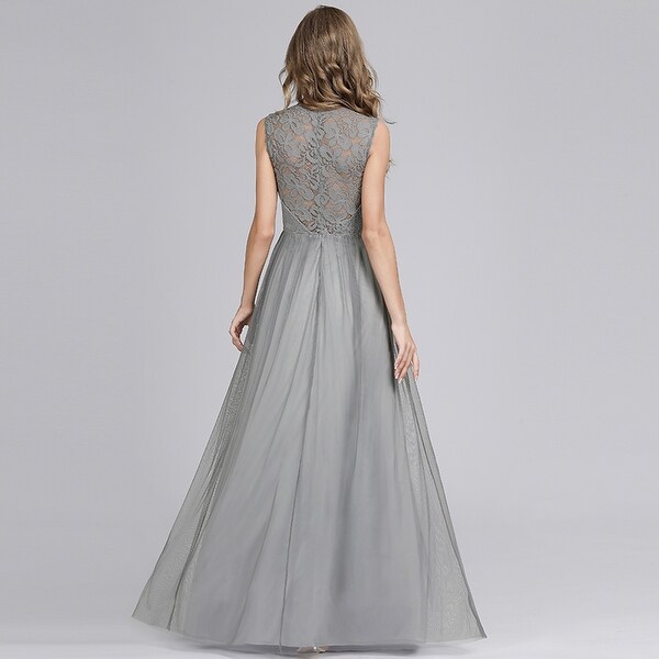 Ever-Pretty Womens V Neck Lace Ball Gown Long A Line Tulle Evening Dresses 07509