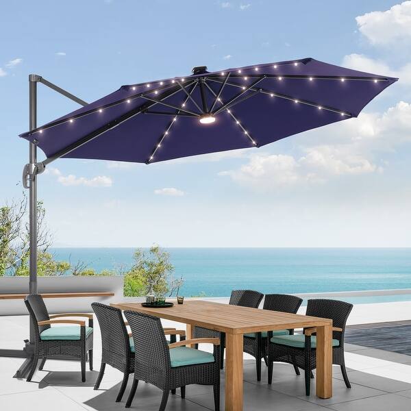 11 foot patio umbrella frame Navy Sunbrella® - Cantilever Umbrella - Bronze Frame