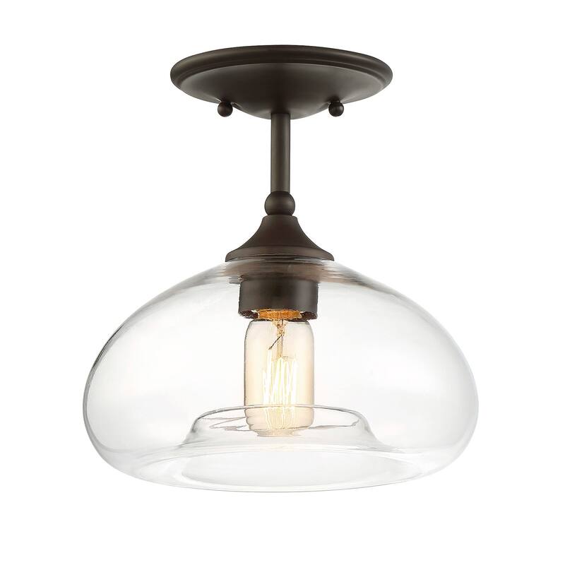 Bellevue Single Light 11" Wide Semi-Flush Ceiling Fixture - Oil Rubbed Bronze