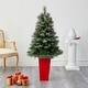 preview thumbnail 5 of 3, 55" Snowed Artificial Christmas Tree in Red Tower Planter