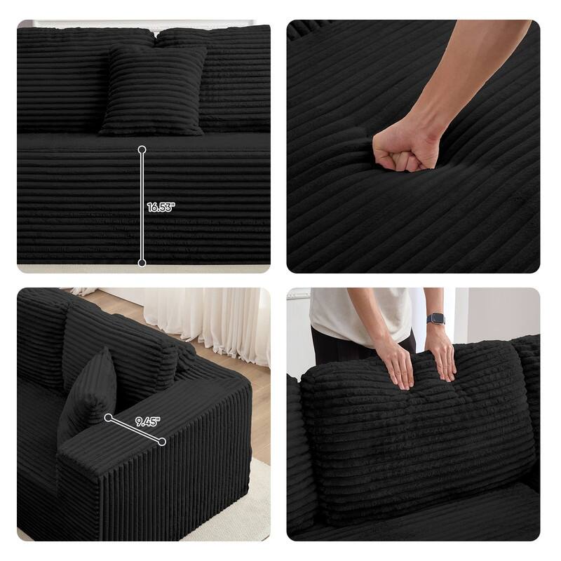 Mixoy 136"U-Shaped Modular Corduroy Sectional Sofa,7-Seater Deep Seats Sofa with Movable Ottoman - U-Shaped