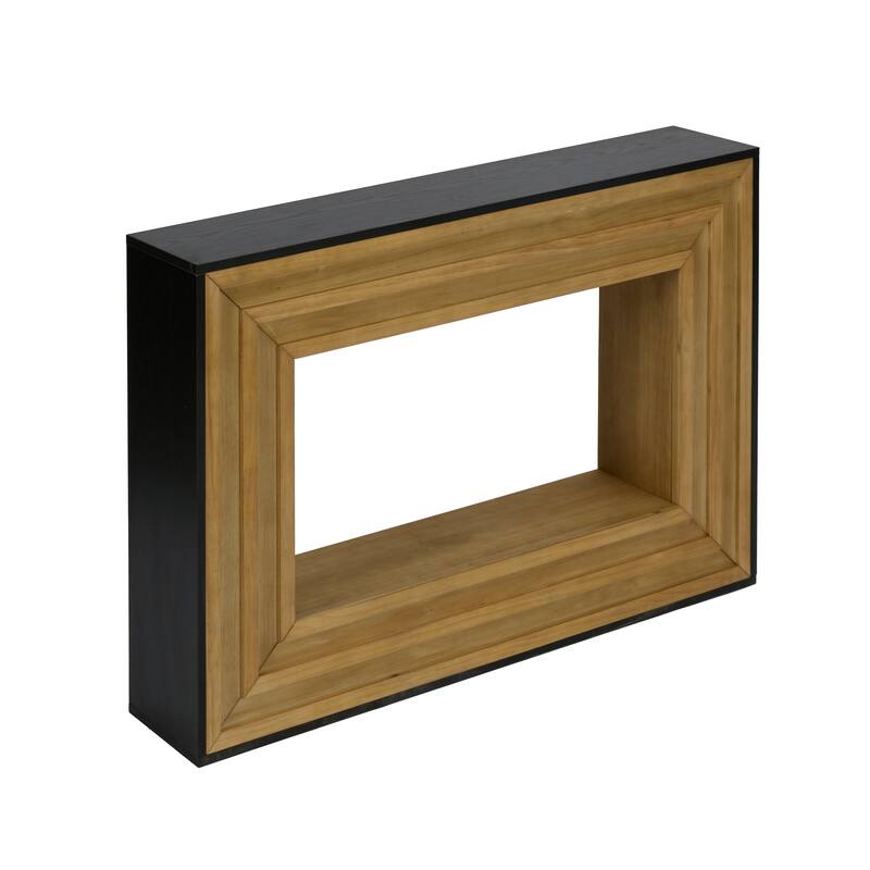 Modern Contrast Console Table with Layered Wood Frame and Black Top