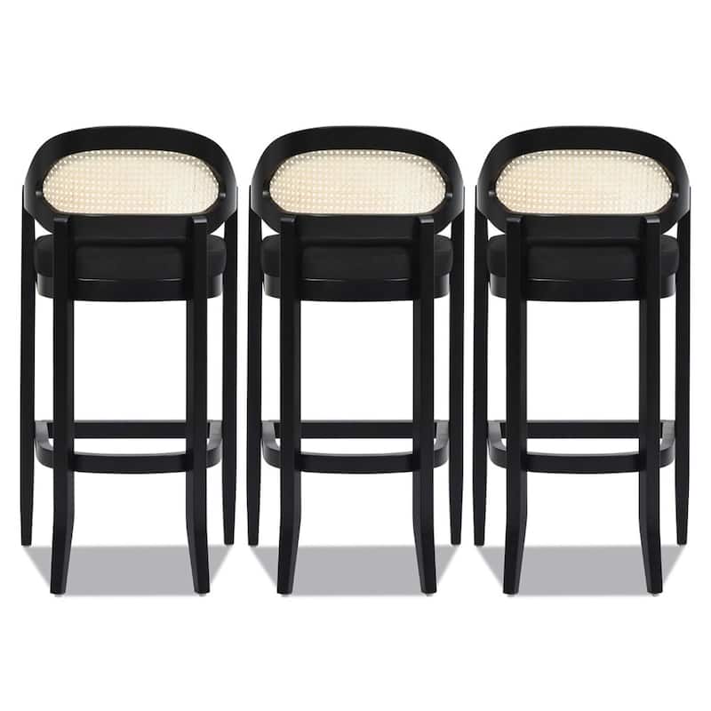 Americana Mid-Century Modern Rattan Cane Back Counter and Bar Stool