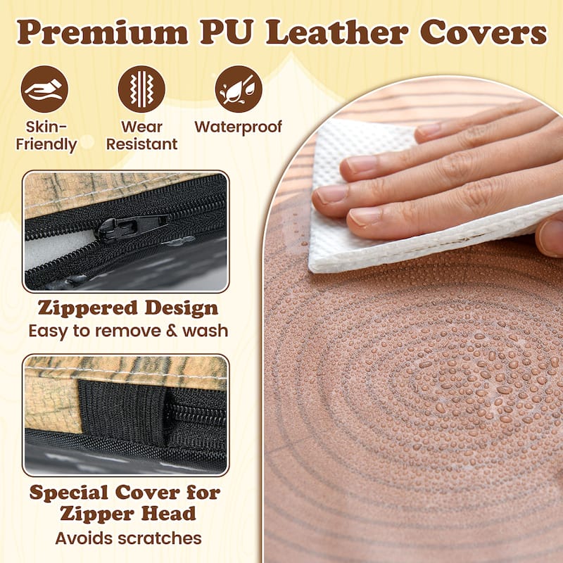 Gymax 3 PCS Tree Stump Stool Set w/Wood Printing Nature Decoration &