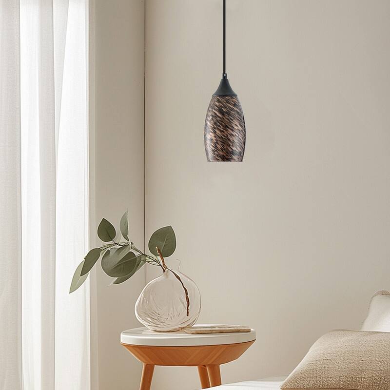 Black Metal and Glass Pendant Light for Kitchen Island Dining Room