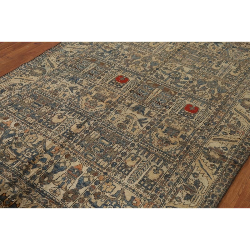 Distressed Bakhtiari Persian Vintage Rug Hand-Knotted Wool Carpet - 5'4"x 10'1"