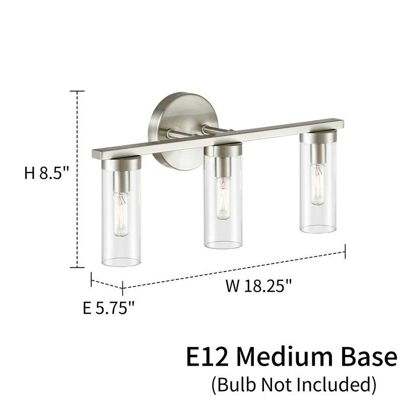 KAWOTI Modern Dimmable Bathroom Vanity Light with Clear Cylinder Glass