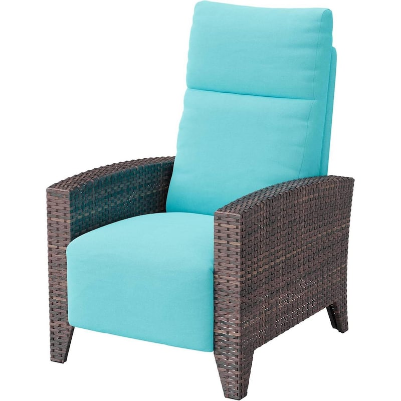 Outdoor Wicker Recling Patio Chair for Garden, Poolside - Blue