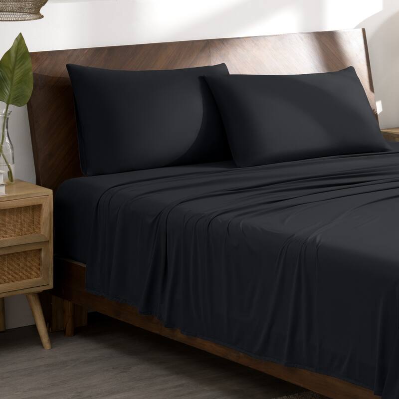 Bare Home Microfiber Stretch Knit Sheet Set - Queen - Black