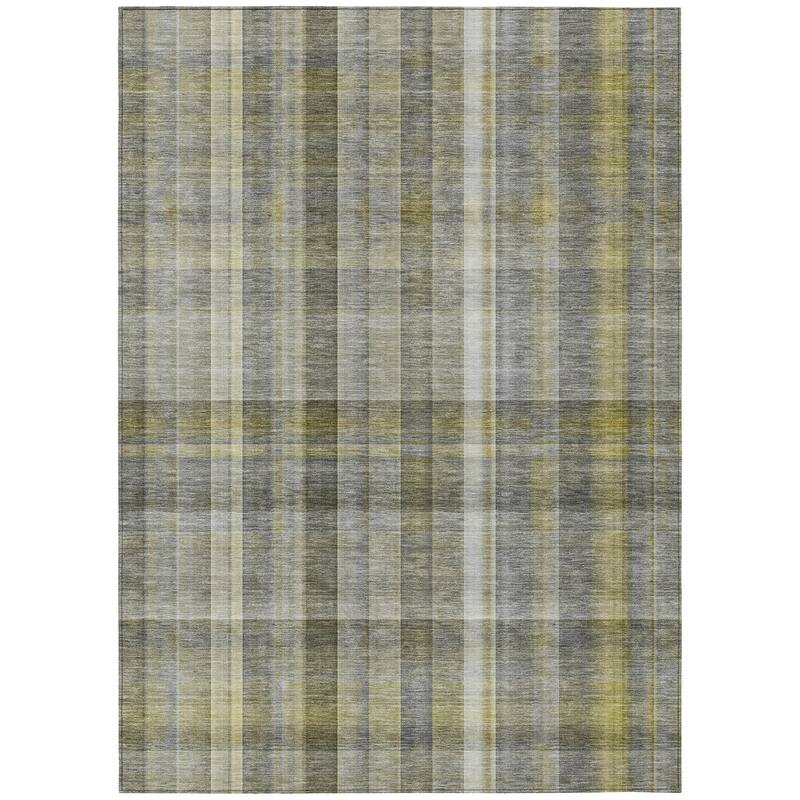 Machine Washable Indoor/ Outdoor Plaid Chantille Rug