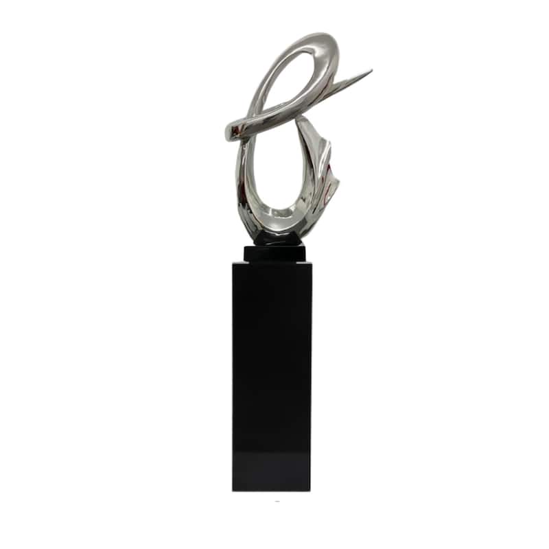 Finesse Decor Fluid Abstract Sculpture with Black Base