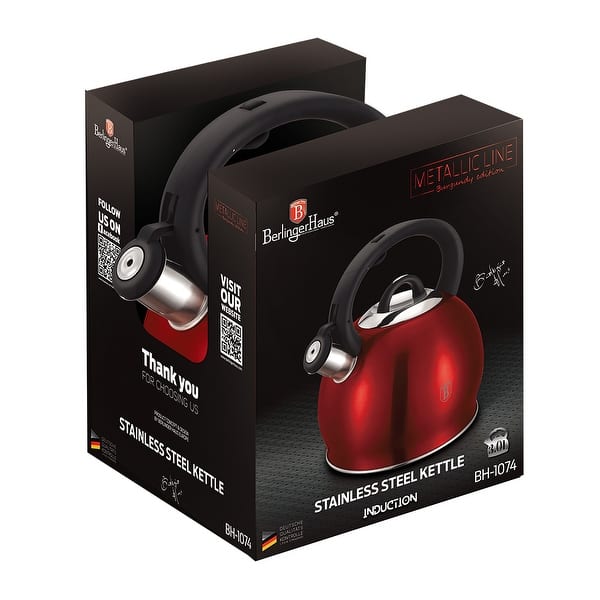 Berlinger Haus Stainless Steel Kettle 3.2 qt Burgundy Collection Bed