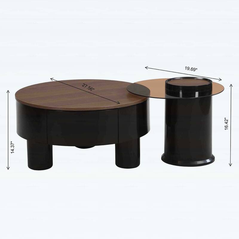 Modern Nesting Coffee Table Set of 2 with Storage,for Living Room