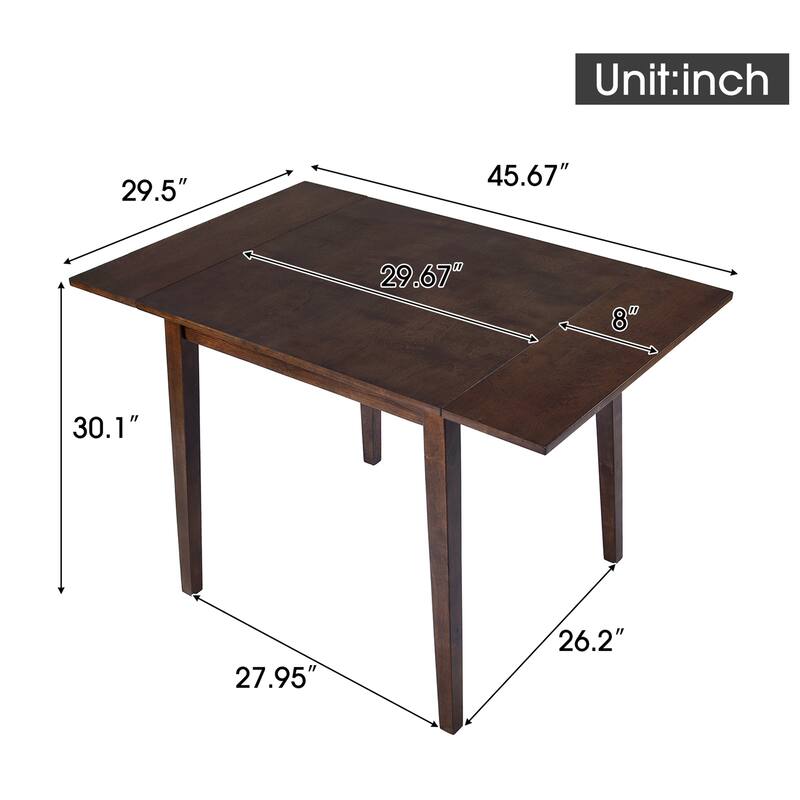 29"- 45" Extendable Dining Table for 4, Folding Kitchen Table with Rubberwood Legs, Space-Saving Dinner Table