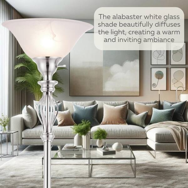 P>Jas 3 Way Floor Lamp White Glass Globe Shades | </p